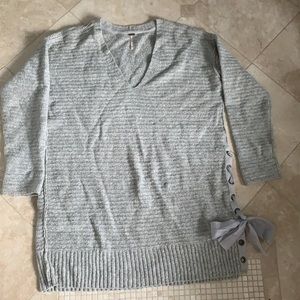 Gray free people sweater dress w/ bow detail Large